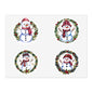 Four Snowman Sticker Set, Winter Holiday Decals, Christmas Snowmen Vinyl Stickers, Wreath Art For Laptop, Planner, Scrapbook, Mug,Journal