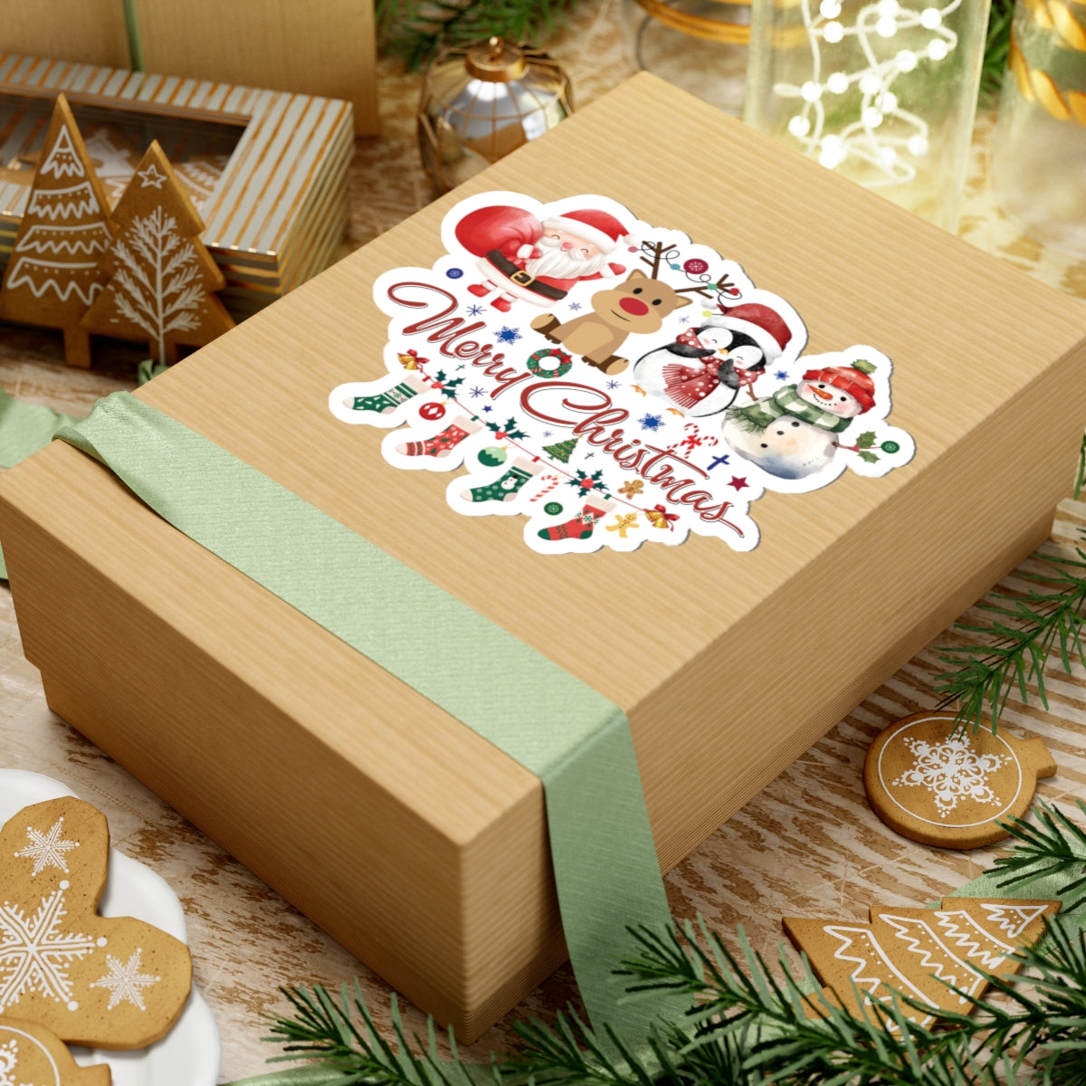 Merry Christmas Sticker, Cute Festive Characters Sticker, Holiday Vinyl Sticker, Funny Christmas Quote Sticker, Scrapbook Laptop Sticker Gift