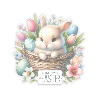 Happy Easter Sticker, Easter Bunny Vinyl Sticker, Spring Holiday Decal, Easter Egg Hunt Sticker, Cute Rabbit Sticker, Kids Craft Supplies Decal