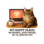 My Happy Place Sticker, Maine Coon Cat WiFi Coffee Introvert Vinyl Sticker, Realistic Cat Lover Gift, Cozy Office Decor Waterproof Laptop Decal