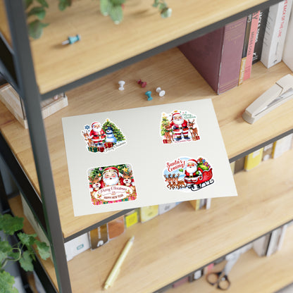 Santa Sticker Set, Christmas Decor Festive Vinyl Stickers, Holiday Scrapbook Supplies, Cute Santa Claus Planner Gift, Indoor Outdoor Accessories