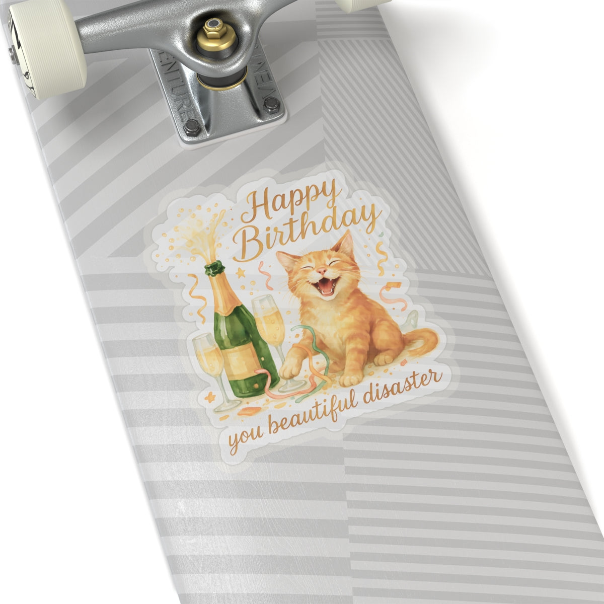 Happy Birthday Stickers, Funny Cute Cat Birthday Card Alternative, Watercolor Cat Stickers, Cat Party Gift, Cat Lover Birthday Gift Laptop Mug