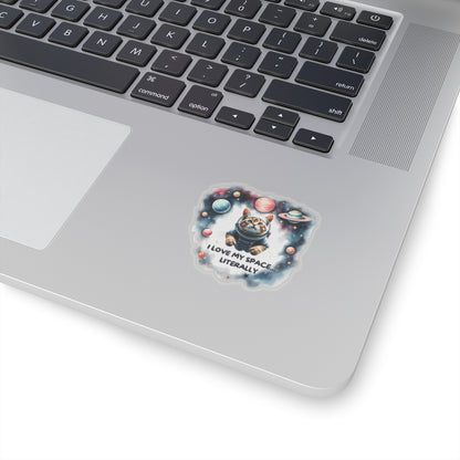 I Love My Space, Literally Sticker, Funny Astronaut Cat Vinyl Decal for Laptops, Water Bottles & More