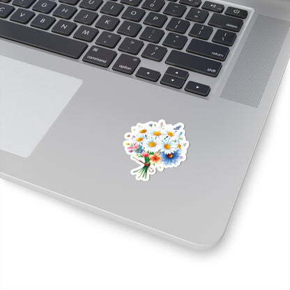 Beautiful Bouquet White Daisies Spring Flowers Kiss-Cut Sticker, Symbol of Purity Innocence Joy April Birth Flower Planner Sticker