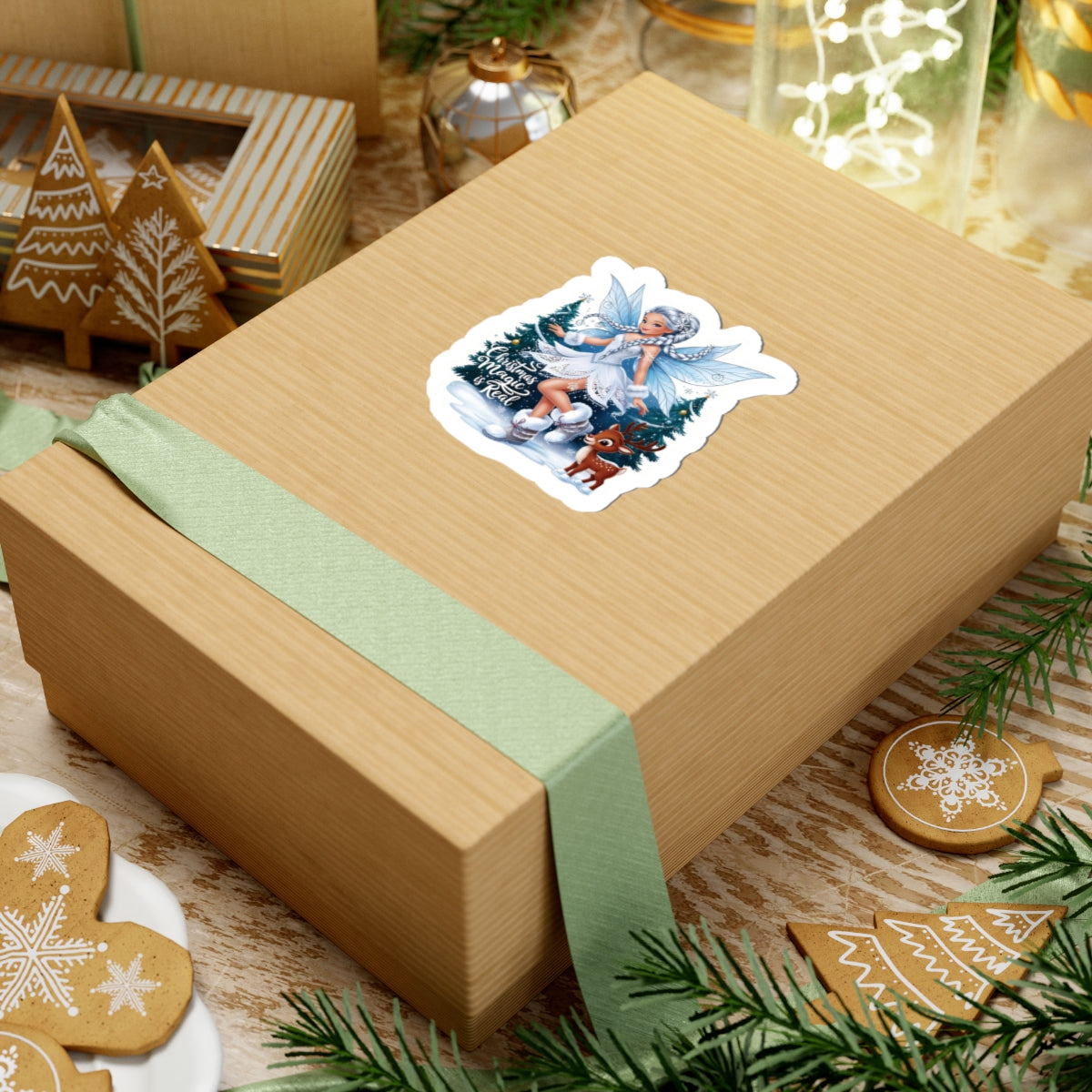 Christmas Magic Is Real, Winter Fairy Sticker, Cute Reindeer Vinyl Decal, Holiday Laptop Aesthetic Fantasy Art Gift, Scrapbooking Planner Gift
