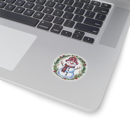 Lucky Snowman Holiday Stickers, Christmas Wreath Vinyl Decals, Cheerful Winter Decoration, Cute Festive Sticker Sheet, Holly Ornament Decor Pack