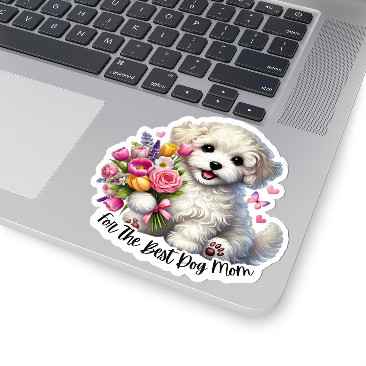 For The Best Dog Mom Sticker, Doxie Poo Mother's Day Vinyl Sticker, Cute Dog Lover Waterproof Kiss Cut Sticker, Small Gift Idea For Dog Moms