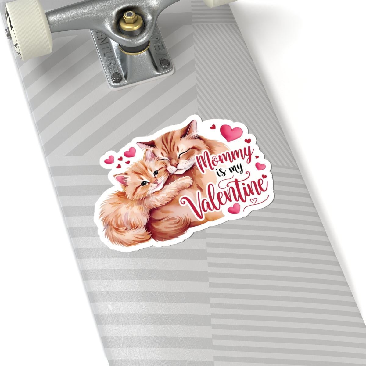 Mommy Is My Valentine Sticker, Cute Cat Valentines Day Gift For Mom, Waterproof Vinyl Decal, Kiss Cut Laptop Water Bottle Journal Scrapbook Fun