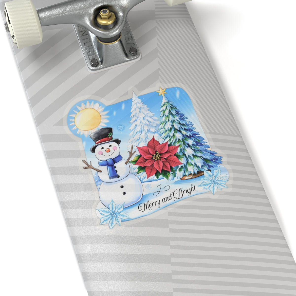 Merry Bright Snowman Sticker, Christmas Kiss Cut Sticker, Cute Winter Holiday Sticker, Festive Gift Idea, Waterproof Vinyl Sticker For Planners