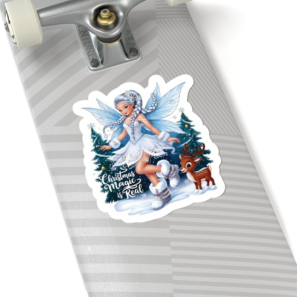 Christmas Magic Is Real, Winter Fairy Sticker, Cute Reindeer Vinyl Decal, Holiday Laptop Aesthetic Fantasy Art Gift, Scrapbooking Planner Gift