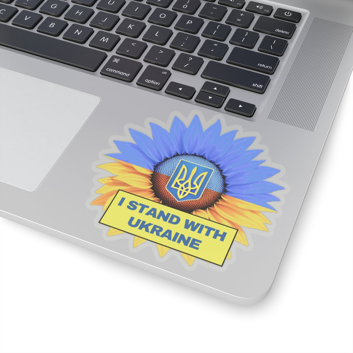 I Stand With Ukraine Sticker, Sunflower Flag Design, Slava Ukraini Decal, Support Ukraine Freedom Art Laptop Water Bottle Car Bumper Vinyl