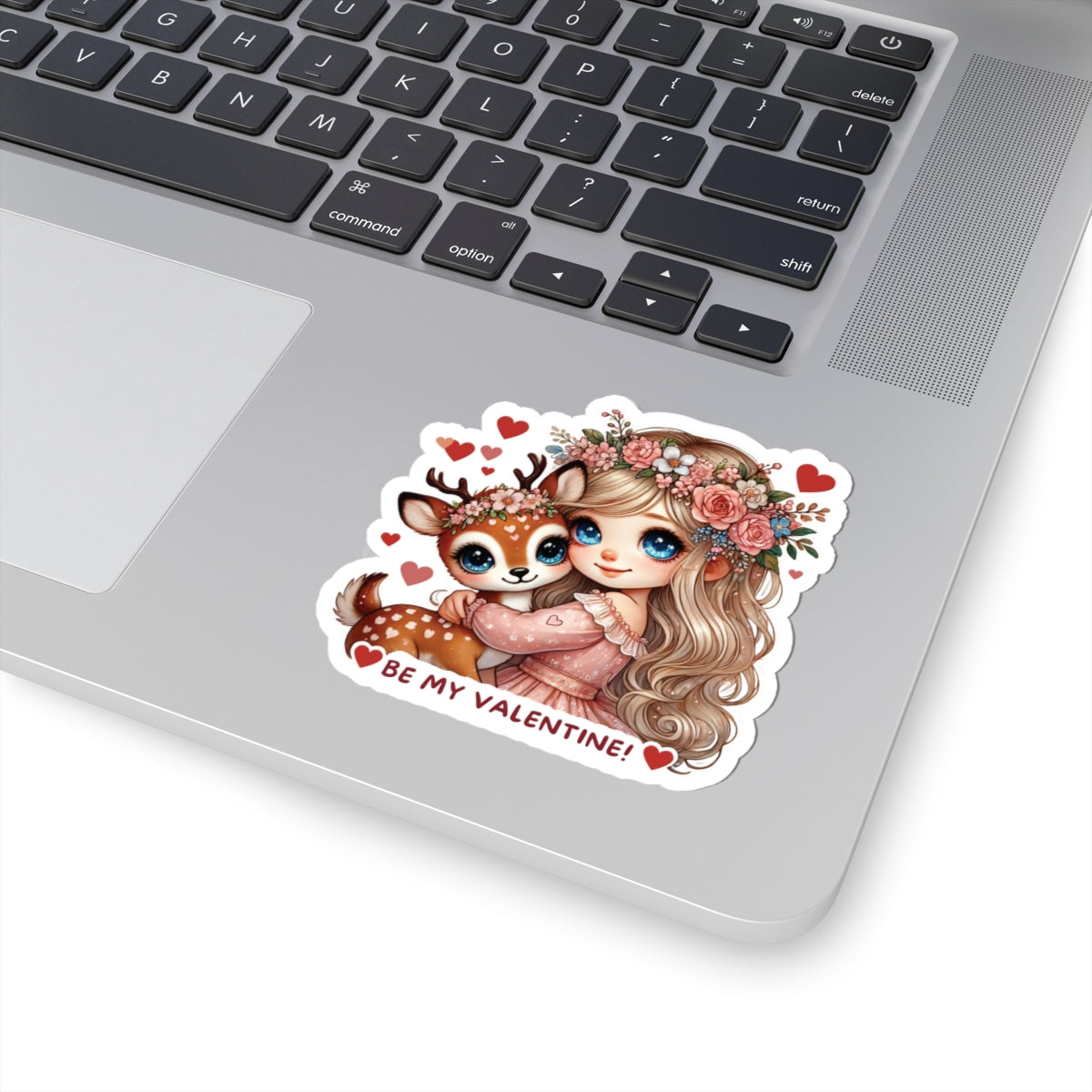 Be My Valentine Sticker, Cute Deer Girl Decal, Romantic Love Gift For Him Her, Valentine's Day Sticker, Laptop Journal Planner Water Bottle Decor