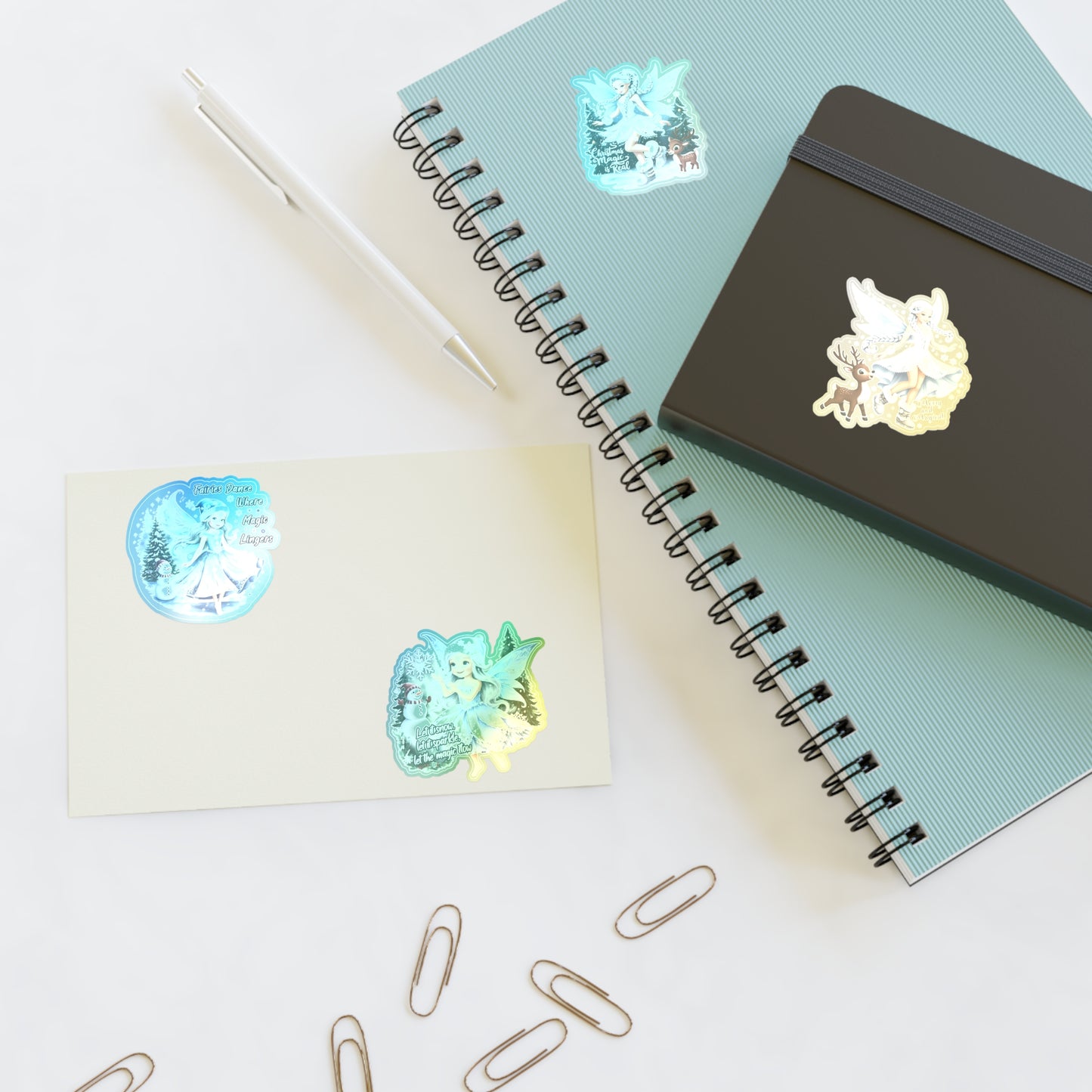 Winter Fairies Sticker Set, Merry And Magical Sticker Pack, Fairy And Reindeer Stickers, Holiday Vinyl Stickers, Planner Scrapbook Stickers