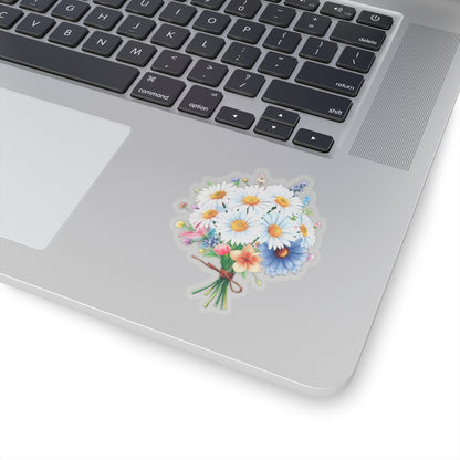 Beautiful Bouquet White Daisies Spring Flowers Kiss-Cut Sticker, Symbol of Purity Innocence Joy April Birth Flower Planner Sticker