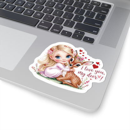 I Love You My Deer Sticker, Cute Romantic Sticker Gift For Girlfriend, Valentines Day Anniversary Vinyl Decal Laptop Mug Planner Journal Decor
