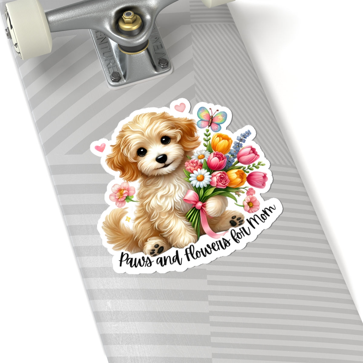 Paws And Flowers For Mom Sticker, Cute Dog Sticker, Mom Gift Sticker, Watercolor Vinyl Sticker, Floral Puppy Decal, Mother's Day Gift For Dog Lovers, Pet Stickers