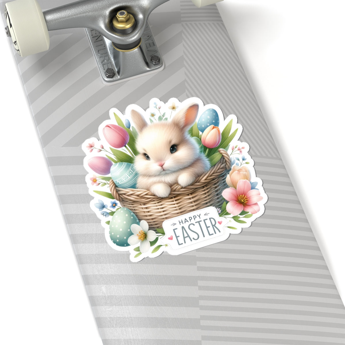 Happy Easter Sticker, Easter Bunny Vinyl Sticker, Spring Holiday Decal, Easter Egg Hunt Sticker, Cute Rabbit Sticker, Kids Craft Supplies Decal