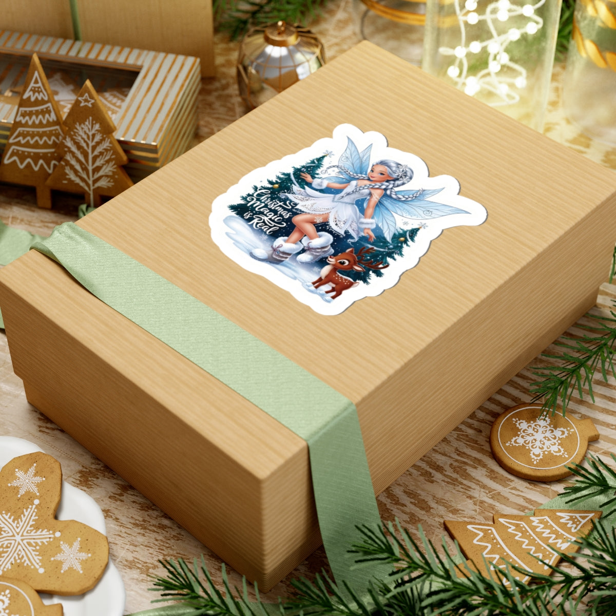 Christmas Magic Is Real, Winter Fairy Sticker, Cute Reindeer Vinyl Decal, Holiday Laptop Aesthetic Fantasy Art Gift, Scrapbooking Planner Gift