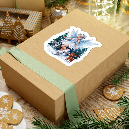 Christmas Magic Is Real, Winter Fairy Sticker, Cute Reindeer Vinyl Decal, Holiday Laptop Aesthetic Fantasy Art Gift, Scrapbooking Planner Gift
