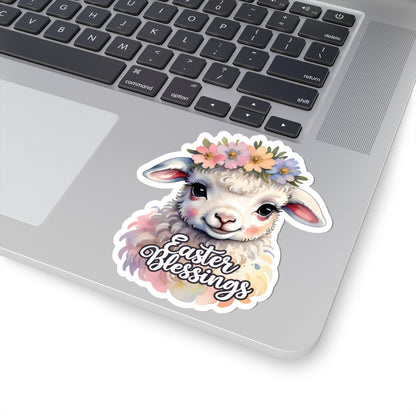 Easter Blessings Lamb Sticker, Spring Holiday Decor, Happy Easter Decal, Religious Christian Sticker, Cute Animal Sticker, Party Favor Cute Gift