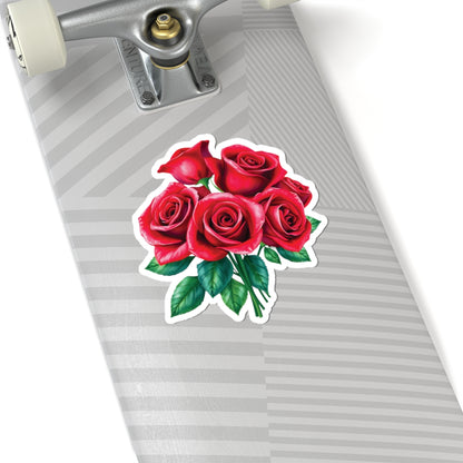Red Rose Sticker, June Birth Flower Symbol Of Love Romance Beauty, Kiss Cut Vinyl Decal Birthday Mother's Day Gift, Botanical Art Laptop Gift