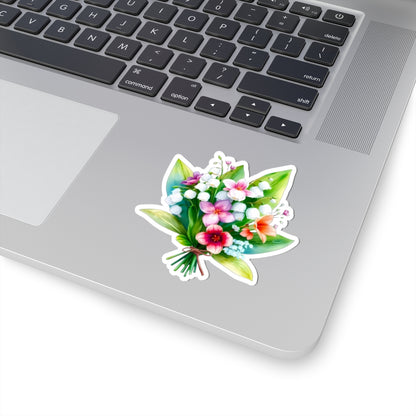 Spring Bouquet Sticker, Lily of The Valley May Birth Flower Vinyl Decal, Floral Laptop Sticker Water Bottle Gift Mother's Day Sticker