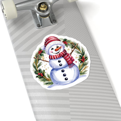 Happy Snowman Christmas Stickers, Festive Holiday Vinyl Decal Sheet, Cheerful Snowman Sticker Pack, Winter Season Decorations Laptops Journals