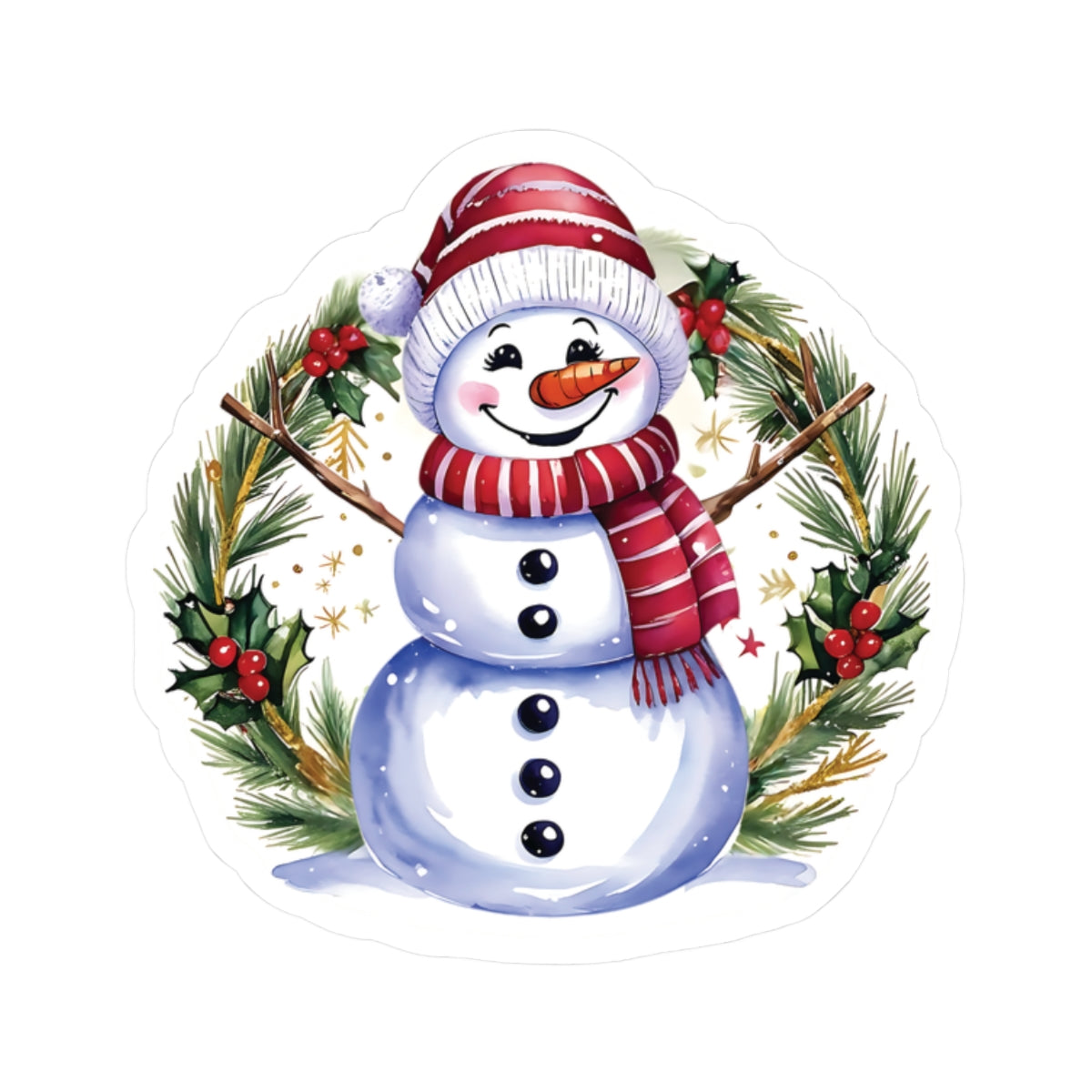 Happy Snowman Christmas Stickers, Festive Holiday Vinyl Decal Sheet, Cheerful Snowman Sticker Pack, Winter Season Decorations Laptops Journals