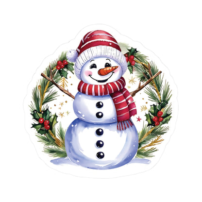 Happy Snowman Christmas Stickers, Festive Holiday Vinyl Decal Sheet, Cheerful Snowman Sticker Pack, Winter Season Decorations Laptops Journals