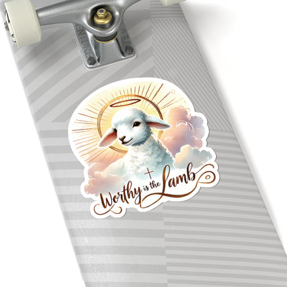 Worthy Is The Lamb Sticker, Easter Religious Decor, Christian Vinyl Decal, Cute Lamb Sticker, Bible Verse Sticker, Laptop Decor Sunday School