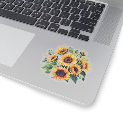 Beautiful Sunflower Bouquet Kiss-Cut Sticker, Floral Vinyl Decal, Laptop Water Bottle Sticker, Sunshine Decor Happy Vibes Positive Affirmation