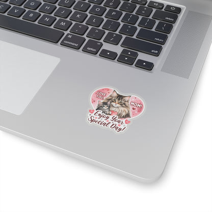 Happy Mother’s Day Sticker Cute Mama Cat Kitten Vinyl Decal Cat Mom Appreciation Gift Waterproof Planner Laptop Sticker Animal Lover Gift