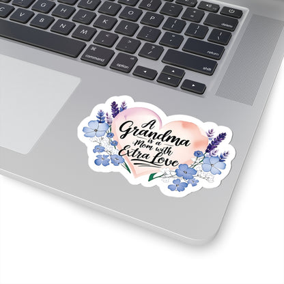 Grandma Mother's Day Kiss Cut Stickers, Floral Heart Gift Design, Cute Nana Sticker - Waterproof Vinyl Sticker