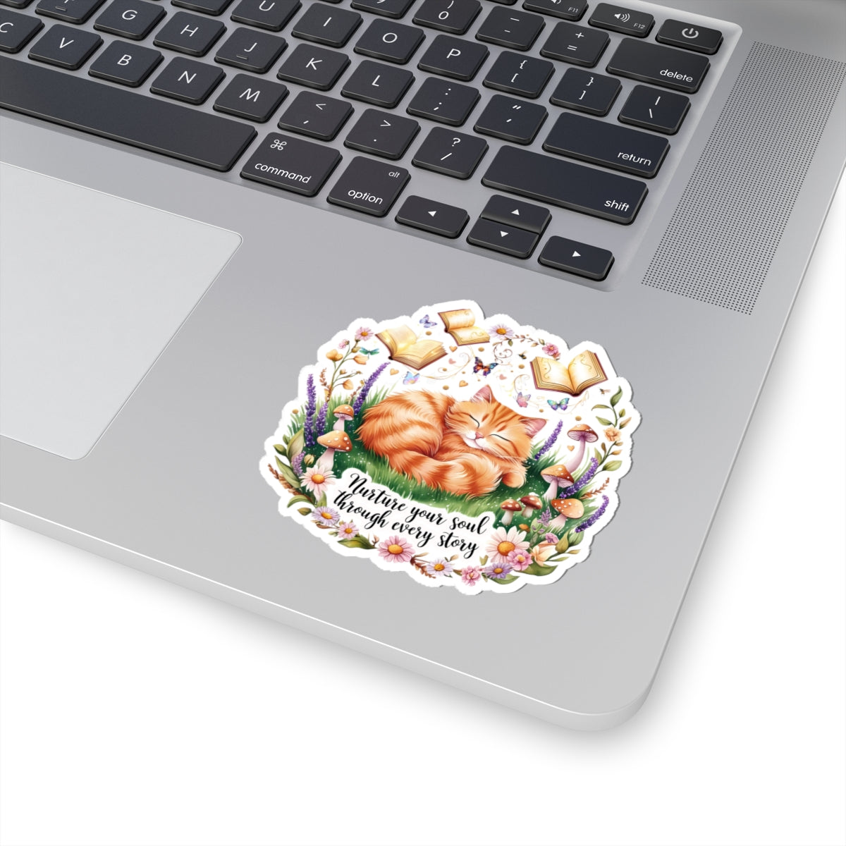 Nurture Your Soul Through Every Story Book Lover Cat Lover Plant Lover Sticker Nature Inspired Decal Laptop Planner Sticker