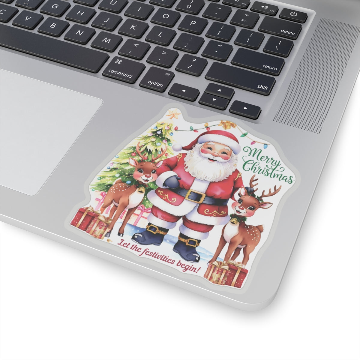 Merry Christmas Festivities Sticker, Holiday Cheer Kiss Cut Sticker, Cute Christmas Gift Idea, Waterproof Vinyl Sticker For Planners Scrapbooks
