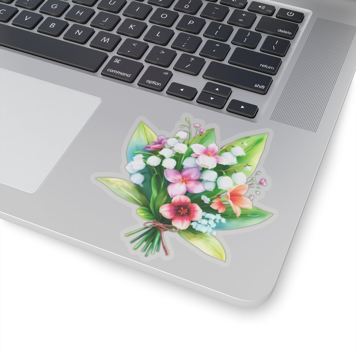 Spring Bouquet Sticker, Lily of The Valley May Birth Flower Vinyl Decal, Floral Laptop Sticker Water Bottle Gift Mother's Day Sticker