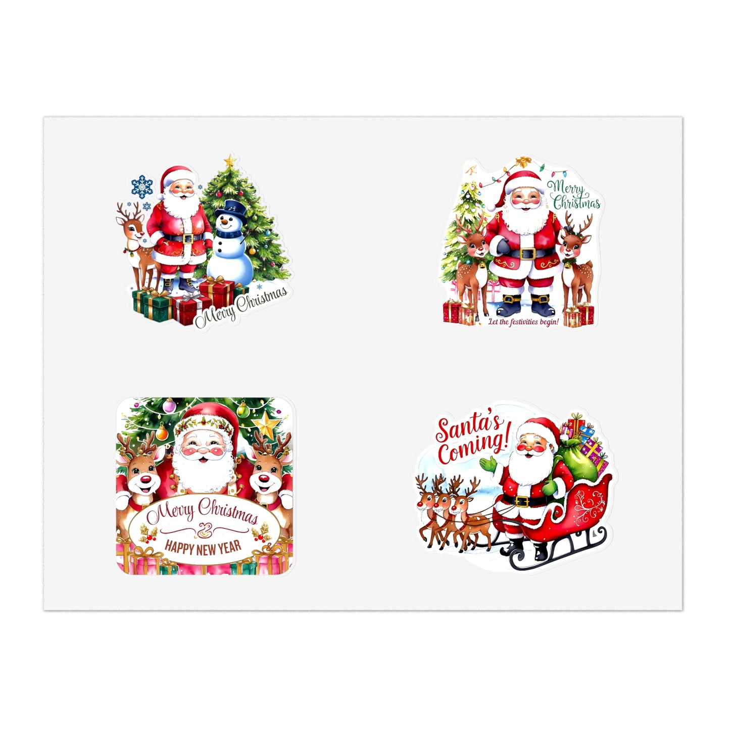 Santa Sticker Set, Christmas Decor Festive Vinyl Stickers, Holiday Scrapbook Supplies, Cute Santa Claus Planner Gift, Indoor Outdoor Accessories