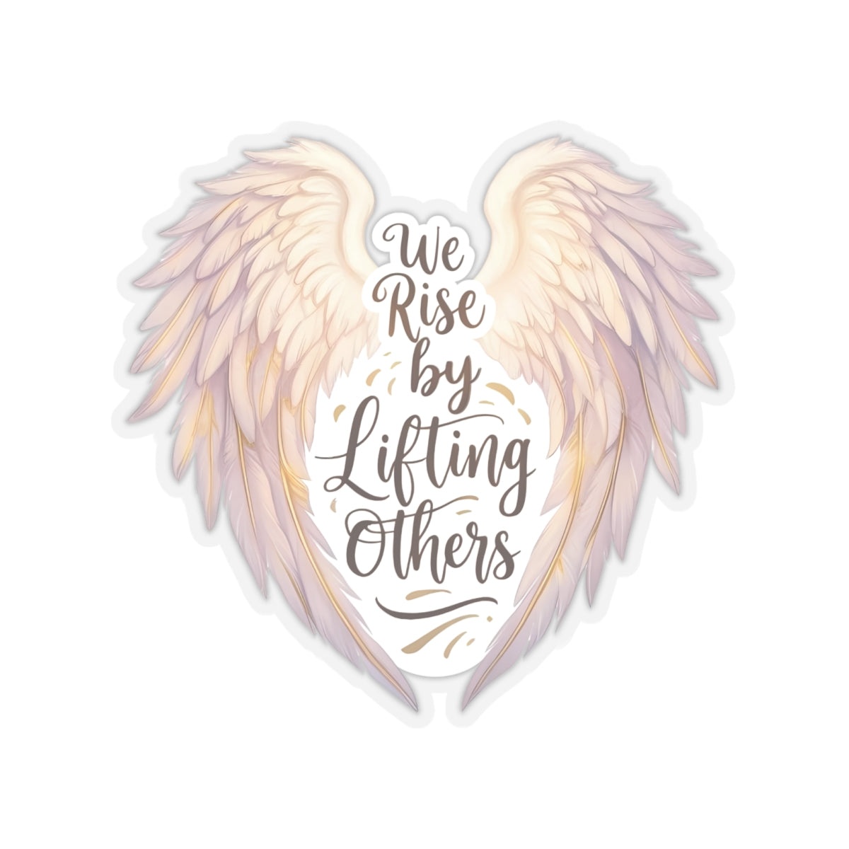 We Rise By Lifting Others Sticker, Angel Wings Stickers, Inspirational Vinyl Decal, Motivational Quote Sticker, Laptop Water Bottle Journal