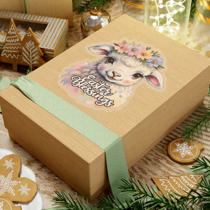 Easter Blessings Lamb Sticker, Spring Holiday Decor, Happy Easter Decal, Religious Christian Sticker, Cute Animal Sticker, Party Favor Cute Gift