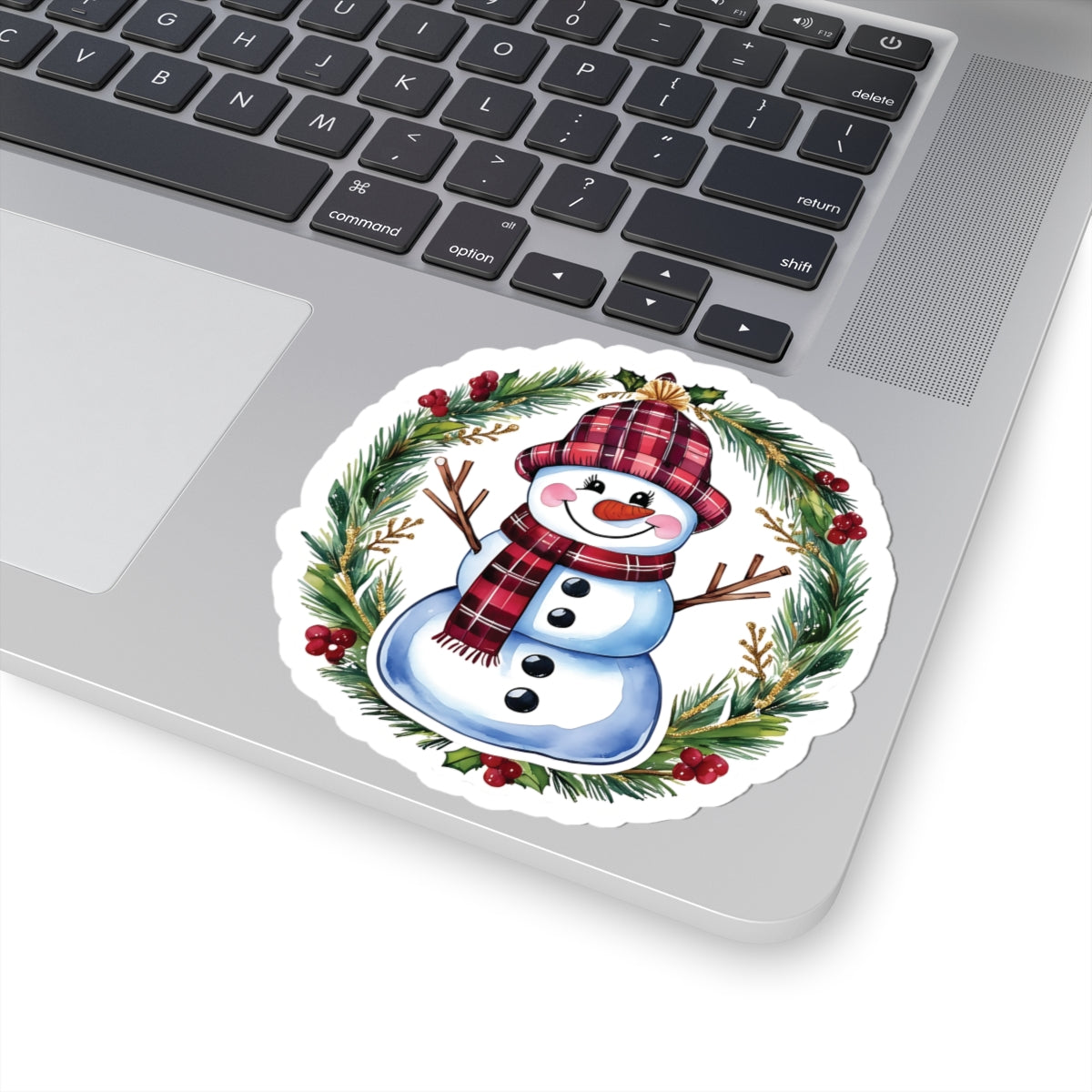 Lucky Snowman Holiday Stickers, Christmas Wreath Vinyl Decals, Cheerful Winter Decoration, Cute Festive Sticker Sheet, Holly Ornament Decor Pack