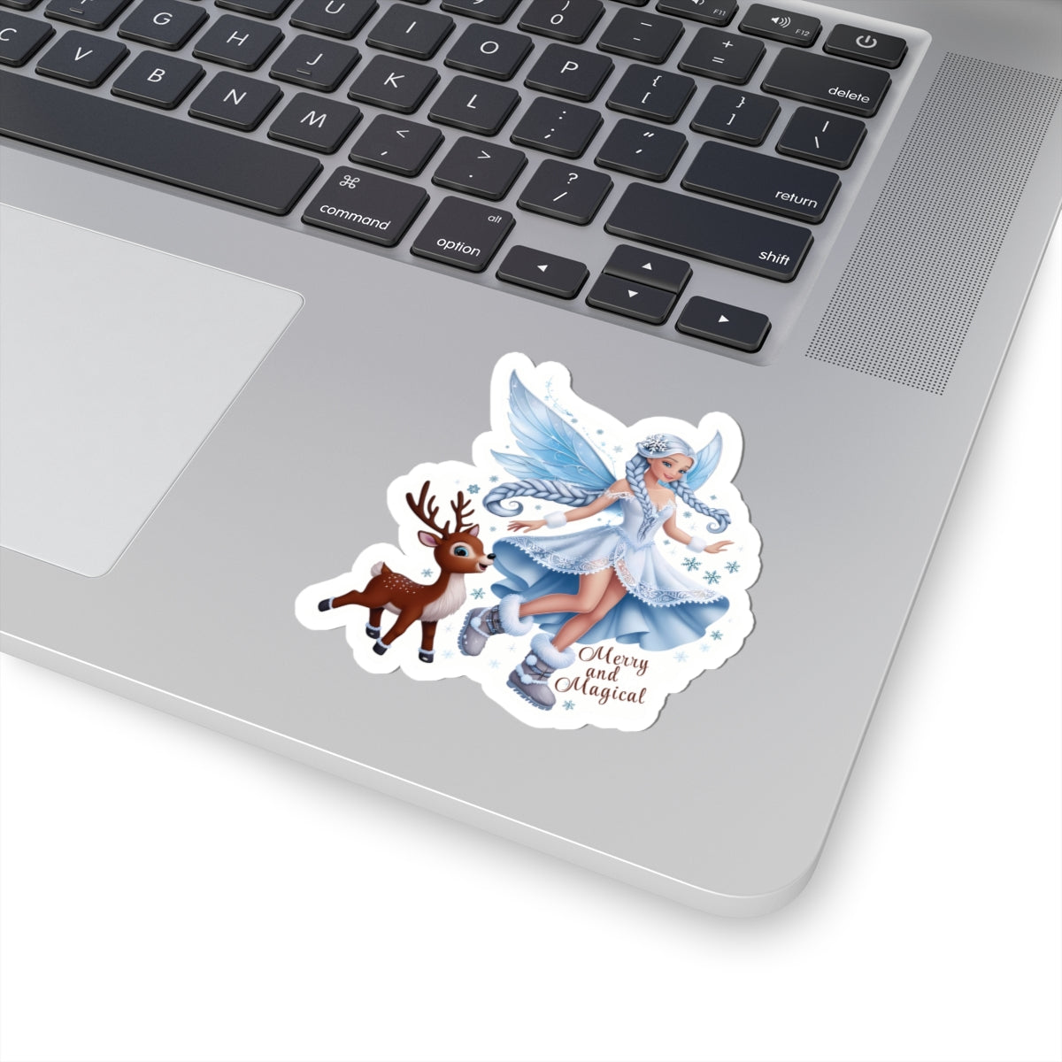 Merry And Magical Sticker, Fairy And Reindeer Sticker, Holiday Vinyl Sticker, Christmas Quote Sticker, Planner Sticker Laptop Scrapbook Gift
