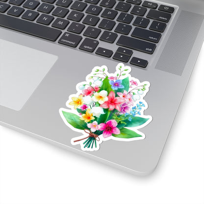 Spring Flower Bouquet Sticker, Lily Of The Valley May Birth Flower Vinyl Decal, Cute Floral Sticker Laptop Water Bottle Garden Gift