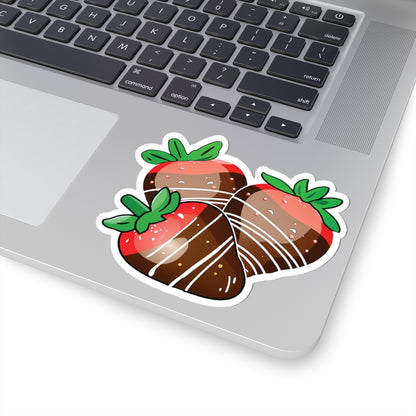 Chocolate Covered Strawberry Sticker, Food Lover Vinyl Decal, Valentine Dessert Sticker, Cute Fruit Sticker, Laptop Water Bottle Journal Decor