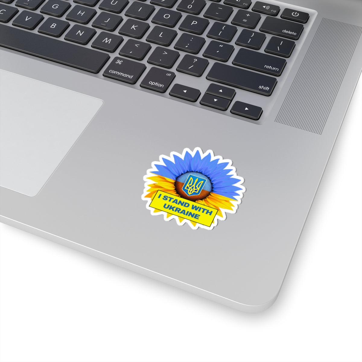 I Stand With Ukraine Sticker, Sunflower Flag Design, Slava Ukraini Decal, Support Ukraine Freedom Art Laptop Water Bottle Car Bumper Vinyl