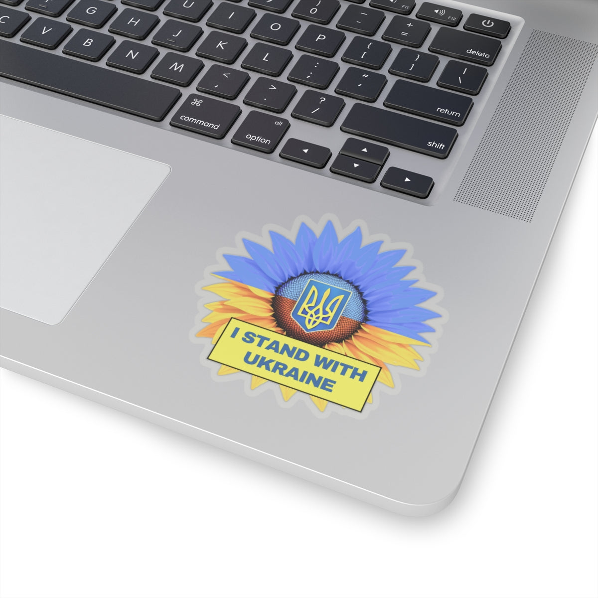 I Stand With Ukraine Sticker, Sunflower Flag Design, Slava Ukraini Decal, Support Ukraine Freedom Art Laptop Water Bottle Car Bumper Vinyl