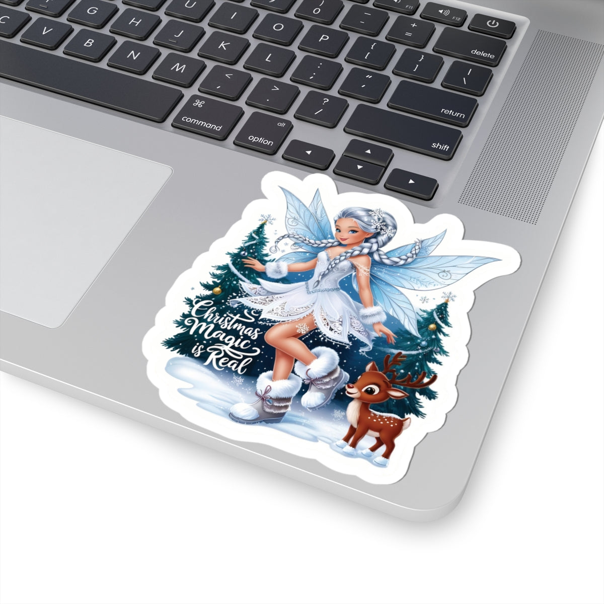 Christmas Magic Is Real, Winter Fairy Sticker, Cute Reindeer Vinyl Decal, Holiday Laptop Aesthetic Fantasy Art Gift, Scrapbooking Planner Gift