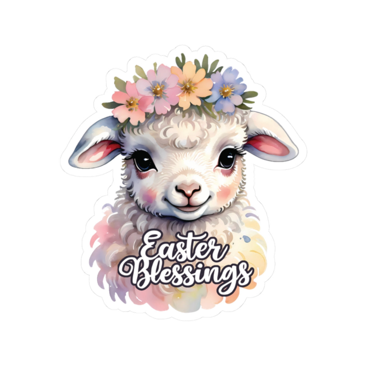 Easter Blessings Lamb Sticker, Spring Holiday Decor, Happy Easter Decal, Religious Christian Sticker, Cute Animal Sticker, Party Favor Cute Gift