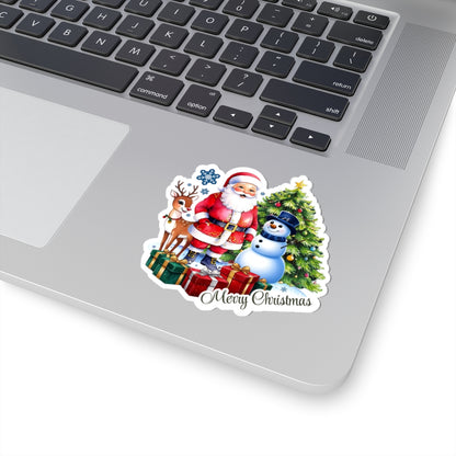 Merry Christmas Stickers, Santa Snowman Reindeer Holiday Stickers, Cute Christmas Tree Stickers, Festive Holiday Vinyl Laptop Mug Stickers