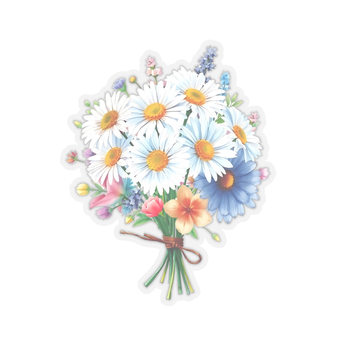 Beautiful Bouquet White Daisies Spring Flowers Kiss-Cut Sticker, Symbol of Purity Innocence Joy April Birth Flower Planner Sticker