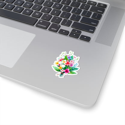 Spring Flower Bouquet Sticker, Lily Of The Valley May Birth Flower Vinyl Decal, Cute Floral Sticker Laptop Water Bottle Garden Gift